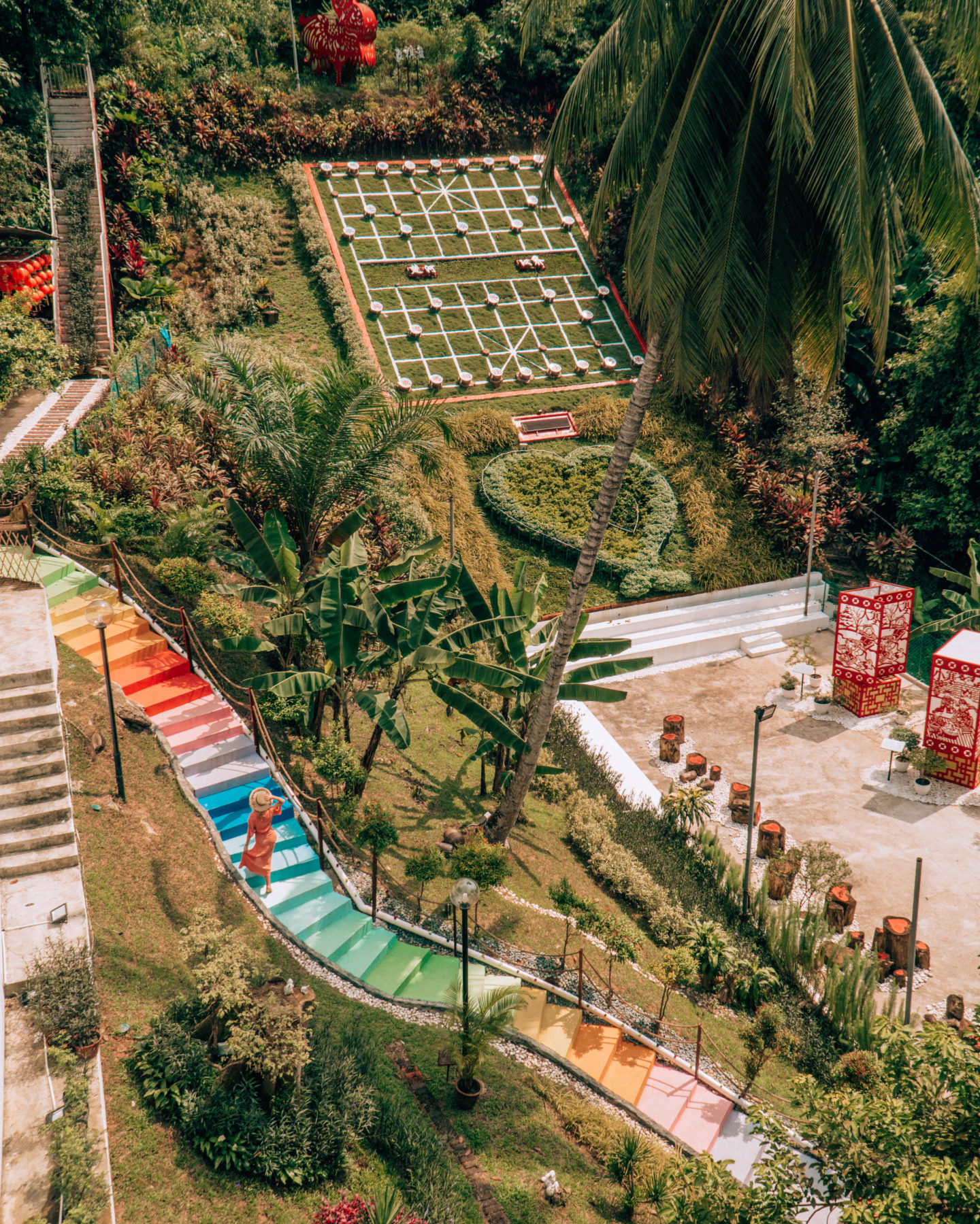 Colorful stairs at Thean Hou Temple in Kuala Lumpur