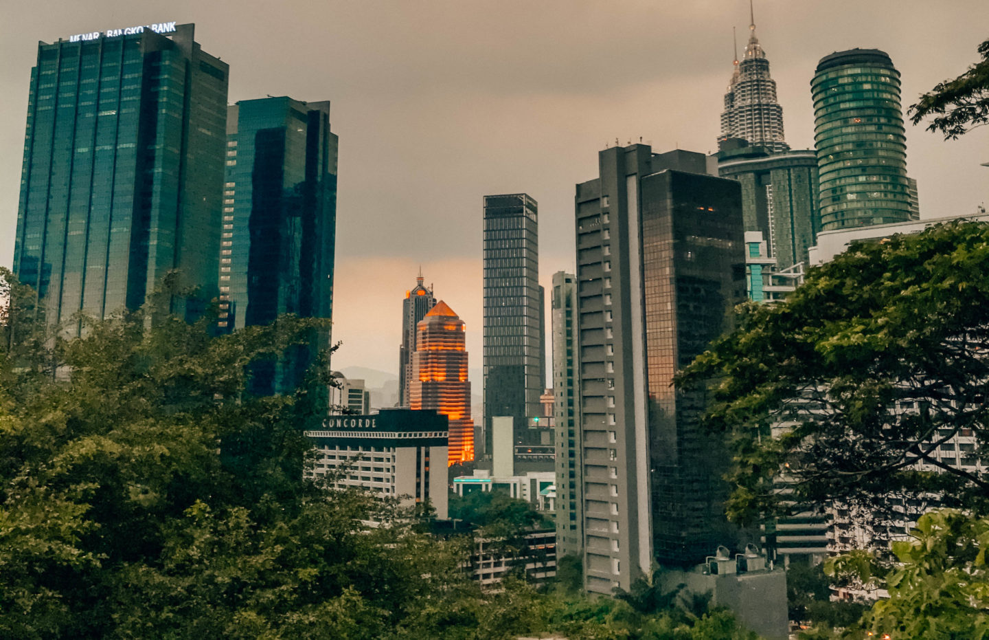 View on Kuala Lumpur skyline by night