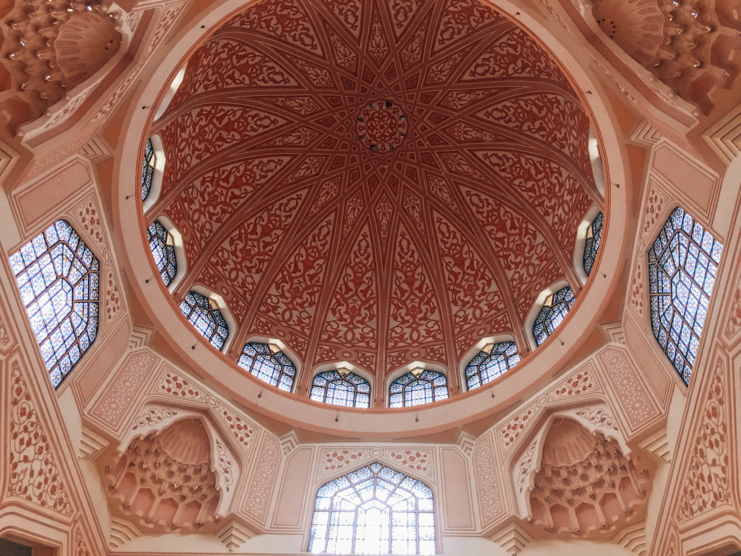 Inside architecture of Putra Mosque near Kuala Lumpur