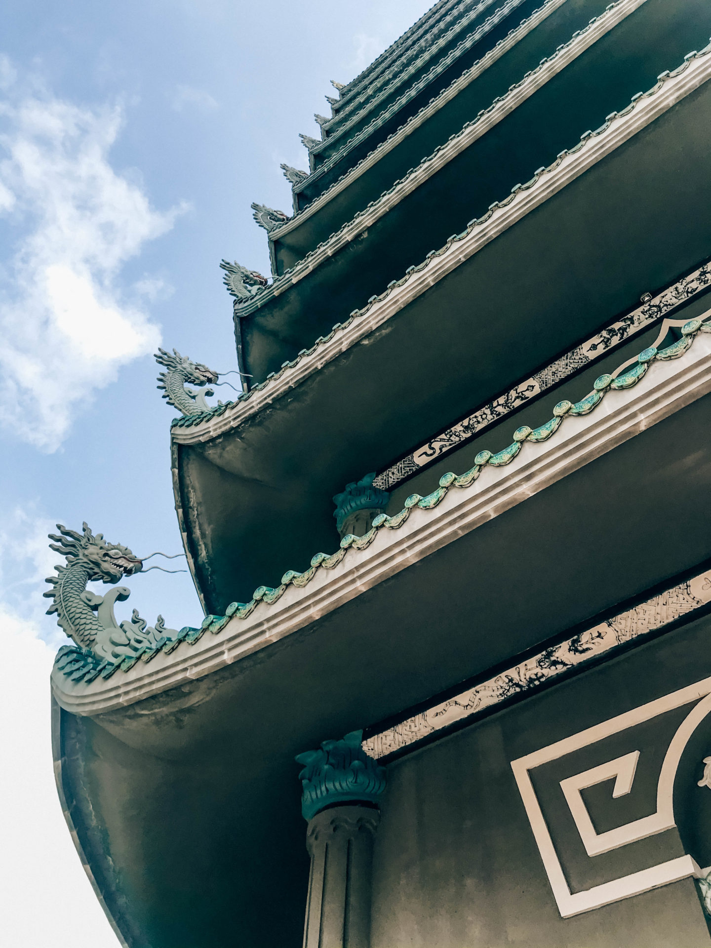 Dragon-shaped architecture in Linh Ung Pagoda
