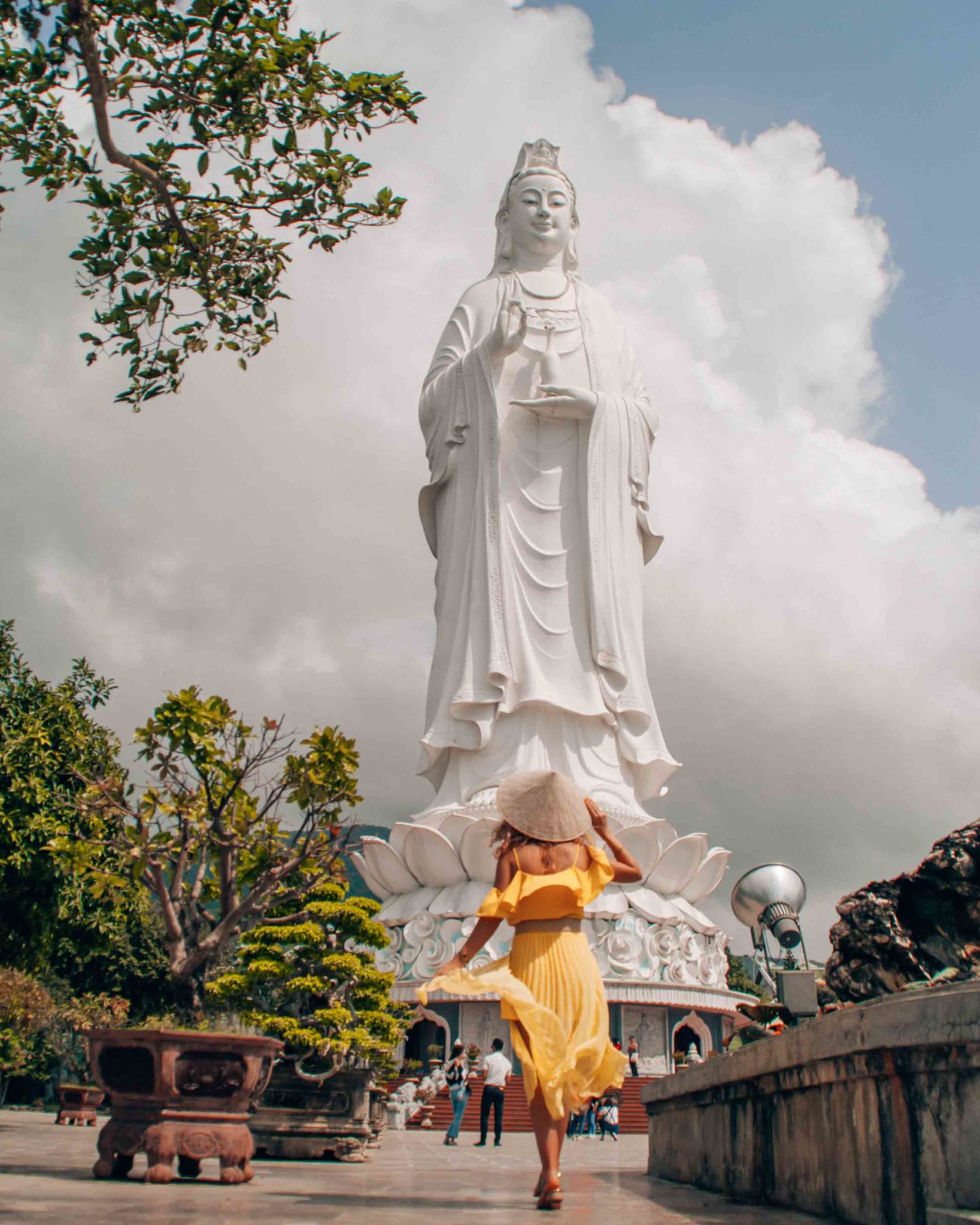 Lady Buddha from below, the tallest buddha statue of Vietnam
