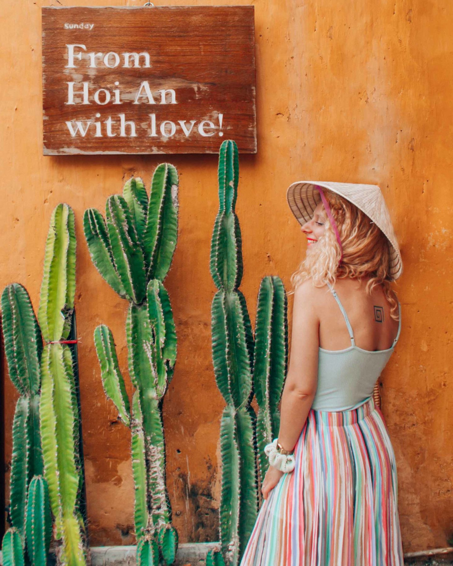 From Hoi An with love sign, in front of Sunday in Hoi An gift shop, Vietnam