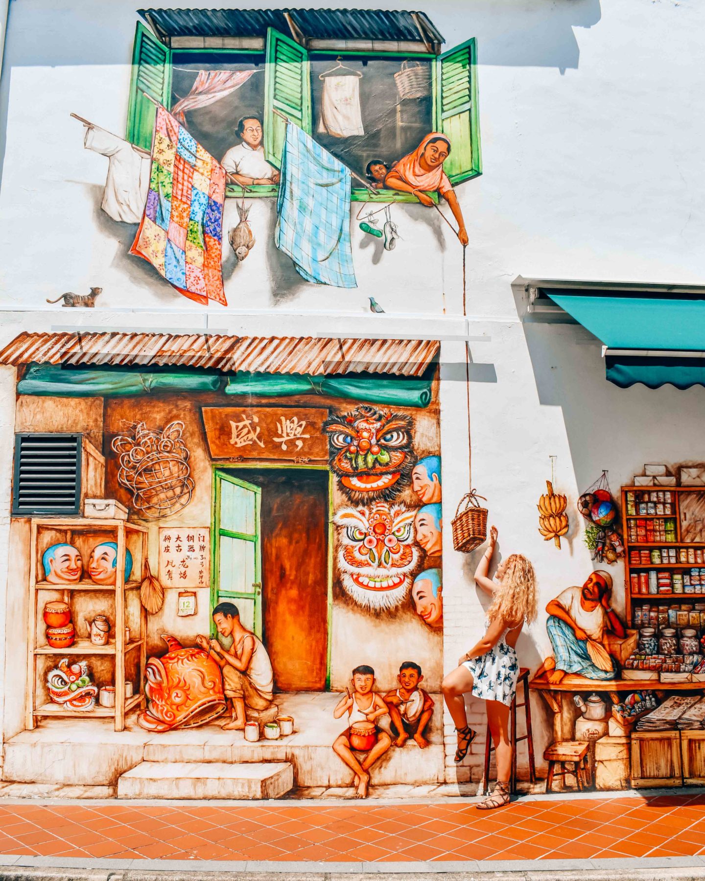 Mohamed Ali Lane mural, photo spot in Chinatown, Singapore