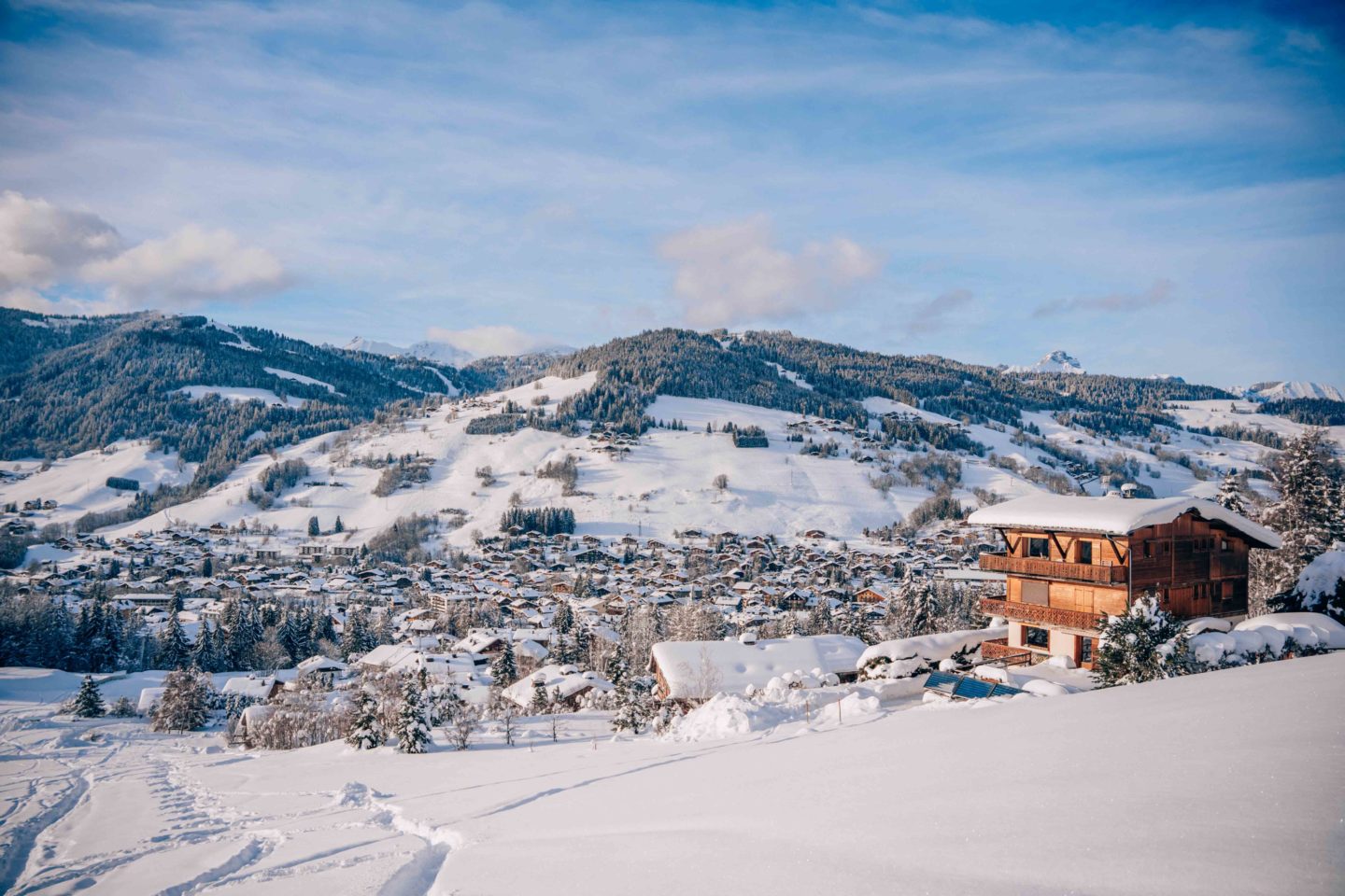 View on Megeve village from the slopes