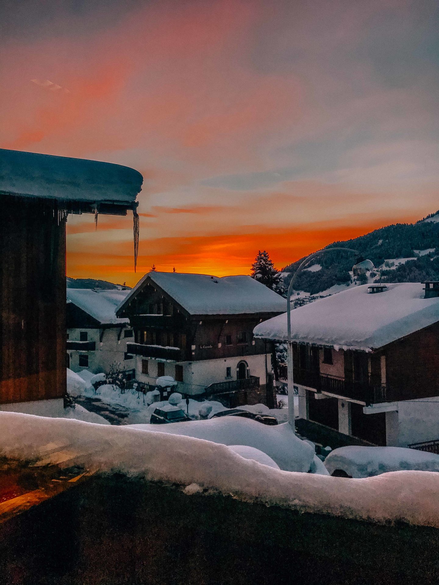 Sunset above the mountains of Megeve